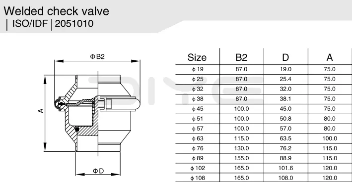 Sanitary Non Return Clamped Check Valve