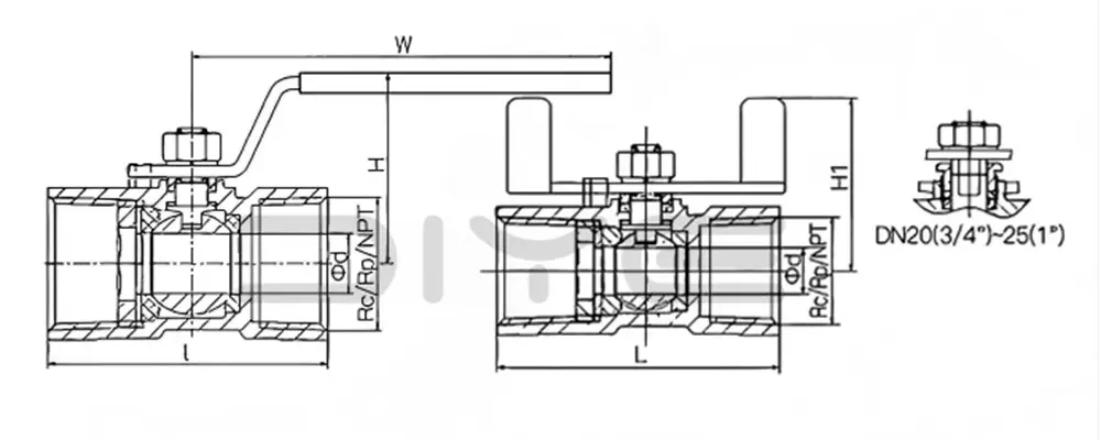 1PC threaded Ball Valve